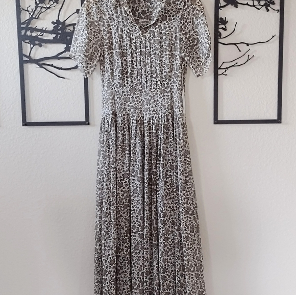 Christy Dawn Winslet Dress Jasmine Rye Brown Cream Floral Print 100% Silk Size S - Picture 2 of 15